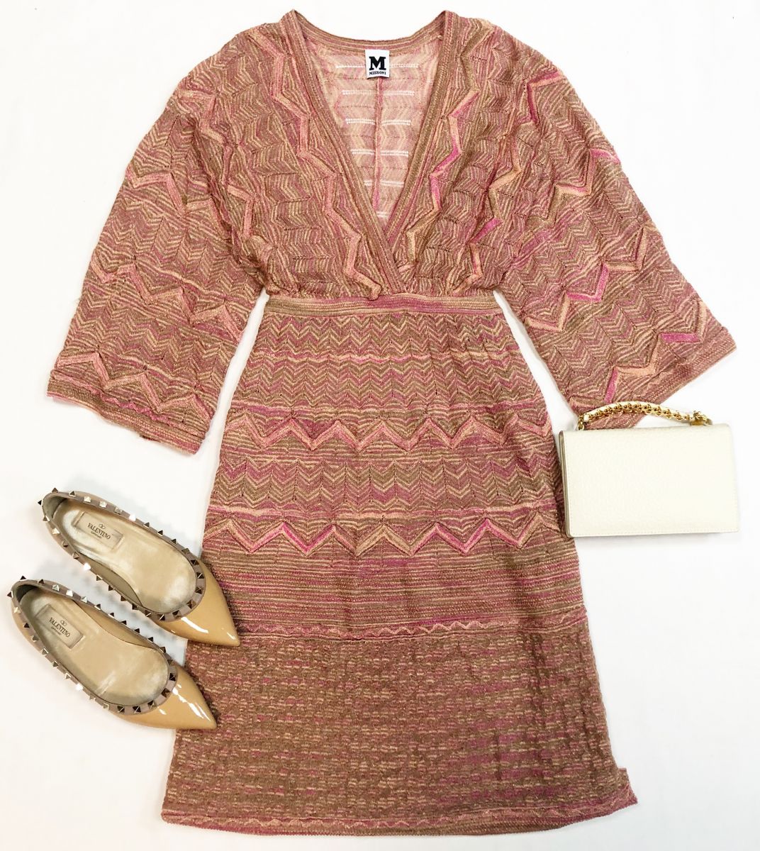 Платье/люрекс/ Missoni размер 44 цена 10 770 рубБалетки Valentino размер 37 цена 15 385 рубКлатч Stella McCartney
