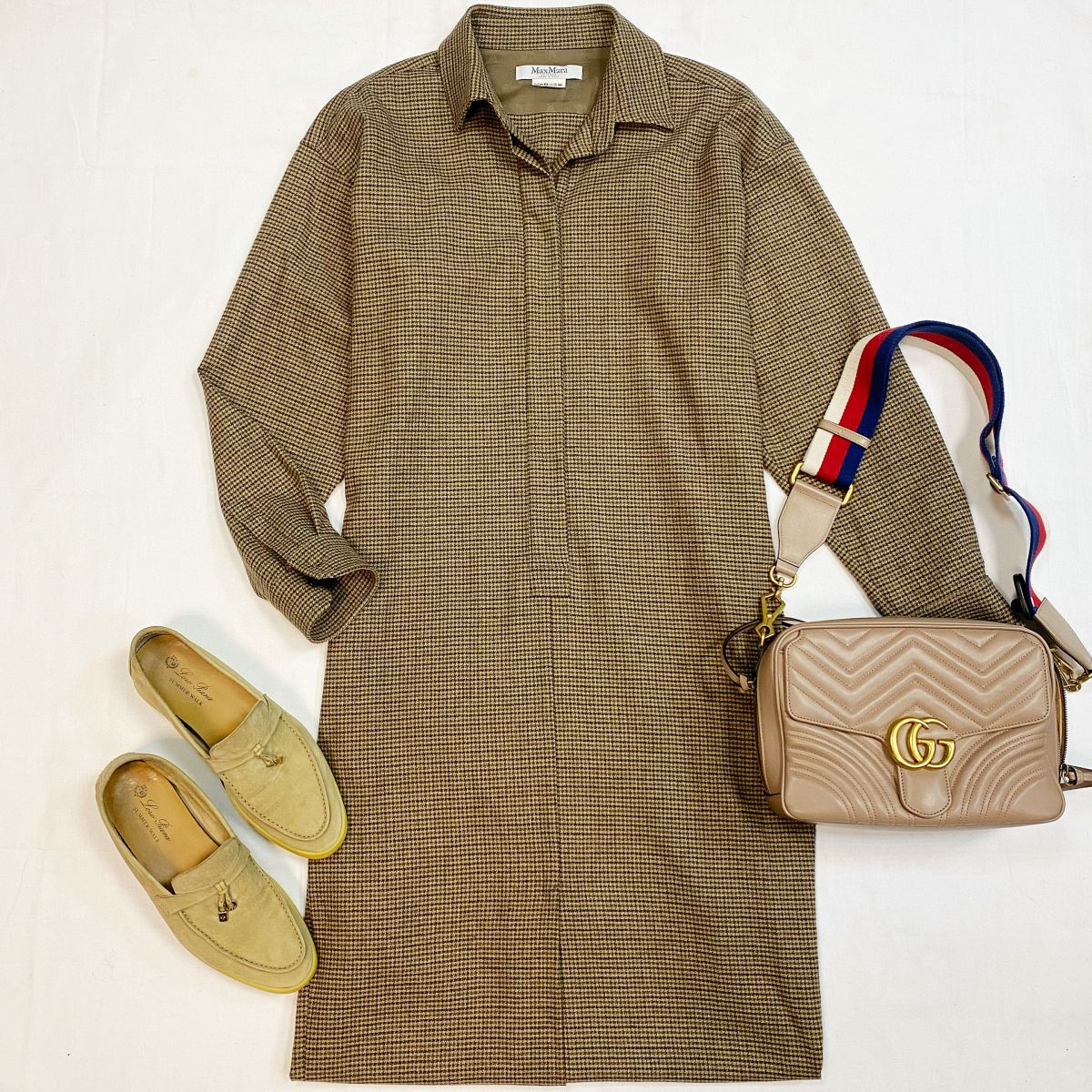 Платье Max Mara размер 42 цена 15 385 руб Лоферы Loro Piana размер 39 цена 15 385 руб Сумка Gucci