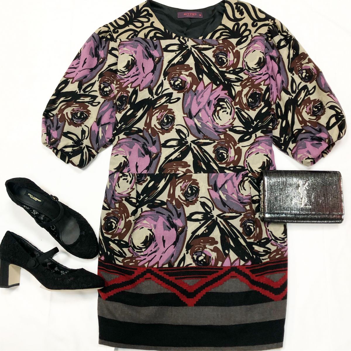 Платье Etro размер 38 цена 7 693 руб Клатч Saint Laurent