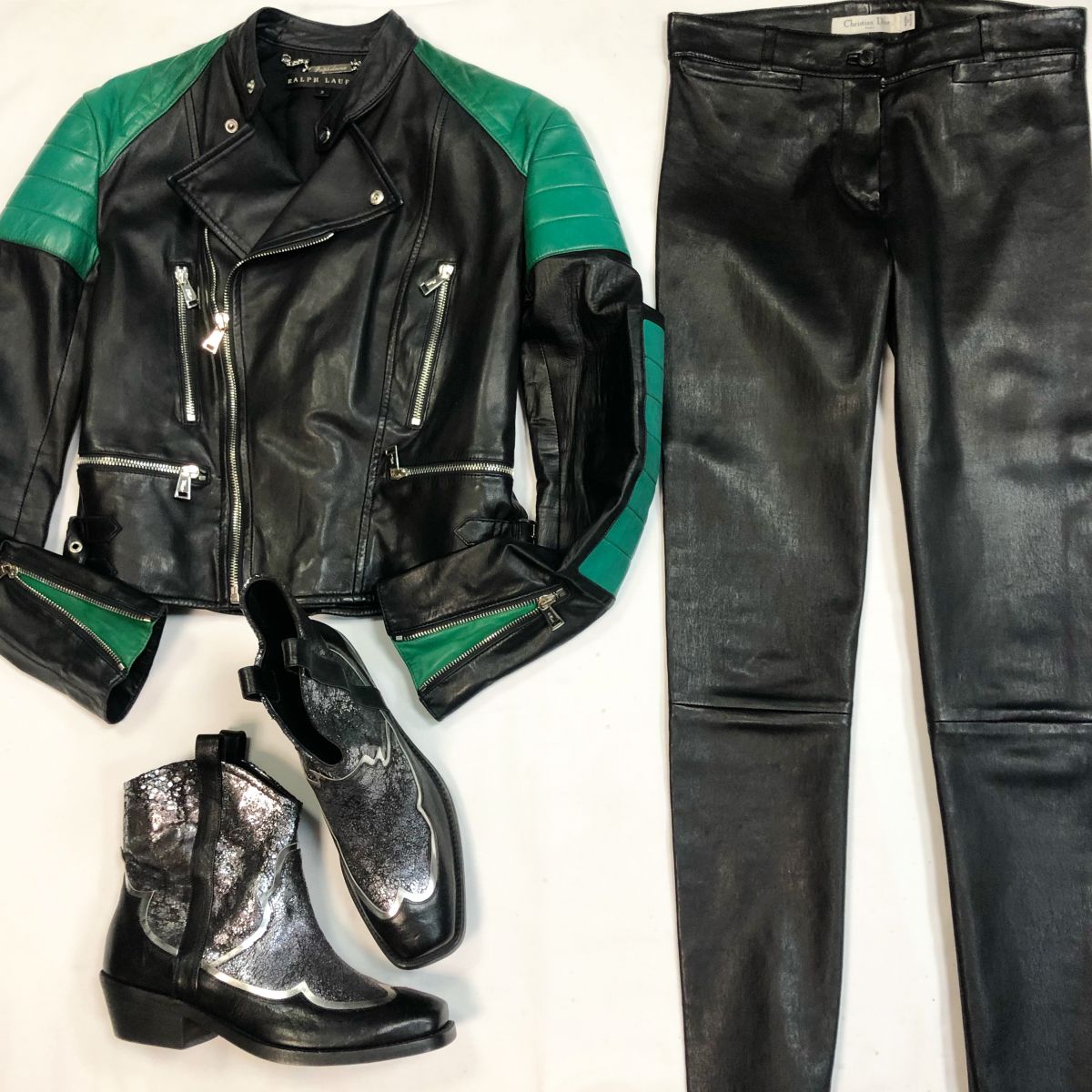 Куртка Ralph Lauren размер 2 цена 26 155 руб Брюки /кожа/Christian Dior размер 36/40 цена 13 847 руб Ботинки Rupert Sanderson размер 39.5 цена 10 770 руб