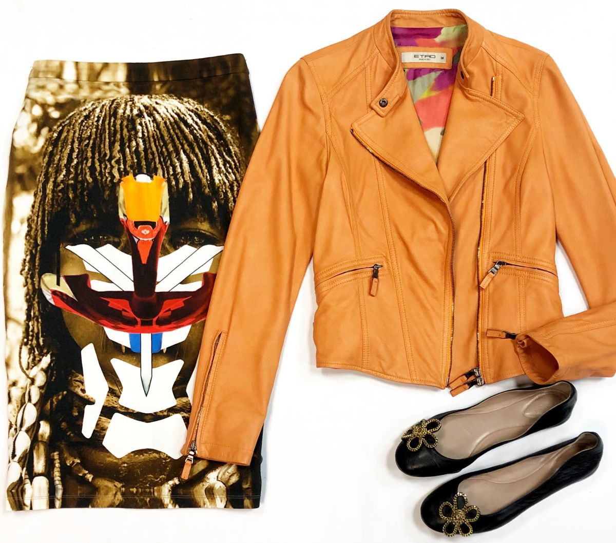 Юбка Givenchy размер 42 цена 7 693 рубКуртка ETRO размер 38 цена 12 308 рубБалетки Chloe размер 40 цена 15 385 руб