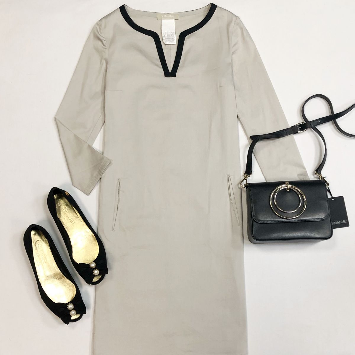 Платье Max Mara размер 38 цена 6 154 рубБалетки Chanel размер 39 цена 30 770 рубСумка Ermanno Scervino