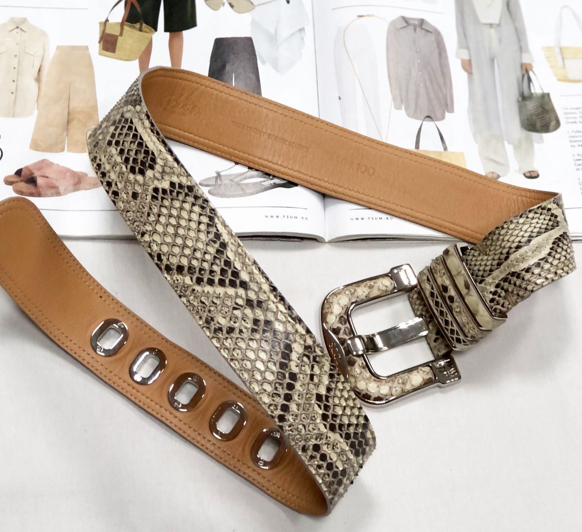 Ремень/питон/ Tods размер 100 цена 7 693 руб