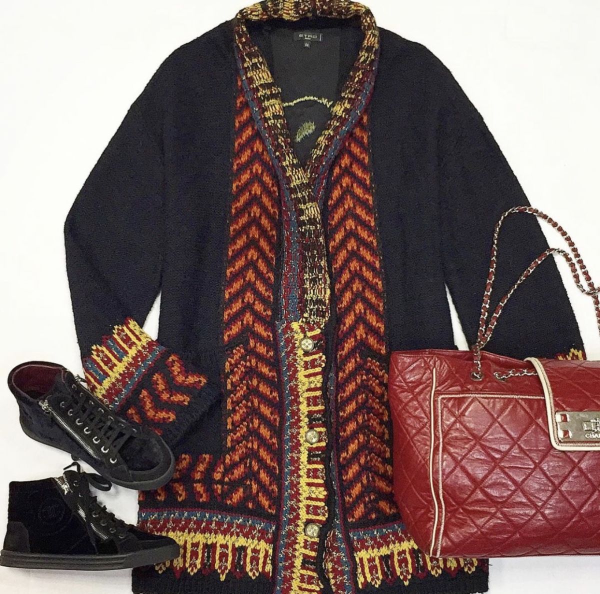 Пальто Etro размер 44 цена 18 463 руб Кеды Chanel  размер 37 цена 23 077 руб Сумка Chanel 