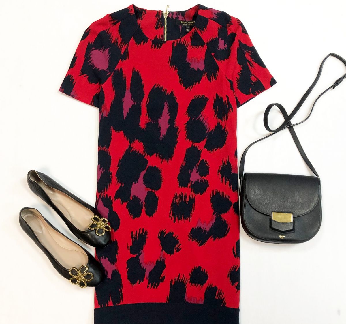 Платье Juicy Couture размер 0 цена 4 616 рубБалетки Chloe размер 40 цена 15 385 рубСумка Celine