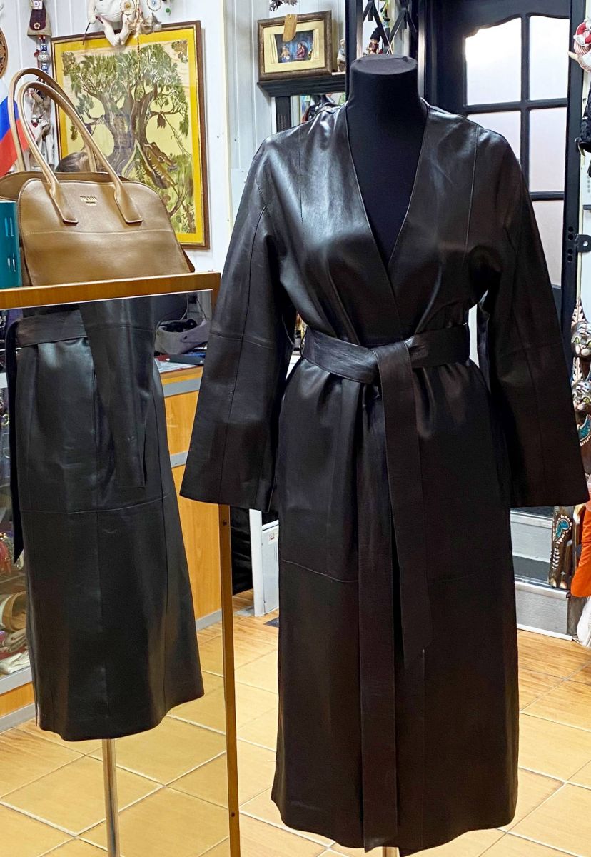 Пальто / кожа / шелковая подкладка / Massimo Dutti размер XS цена 28 179 руб