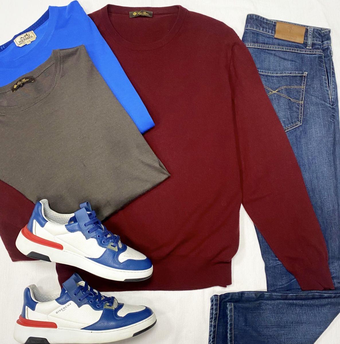 #mechtamen Джемпера Loro Piana / Hermès размер 58-60 цена от 10 959 руб до 15 655 руб 
Джинсы Brunello Cucinelli размер 48 цена 10 959 руб 
Кеды Givenchy размер 42 цена 15 655 руб