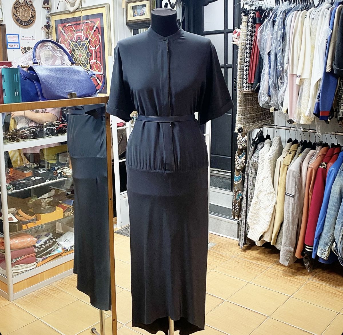 Платье / шелк / отделка манили / Brunello Cucinelli размер M цена 30 770 руб 
