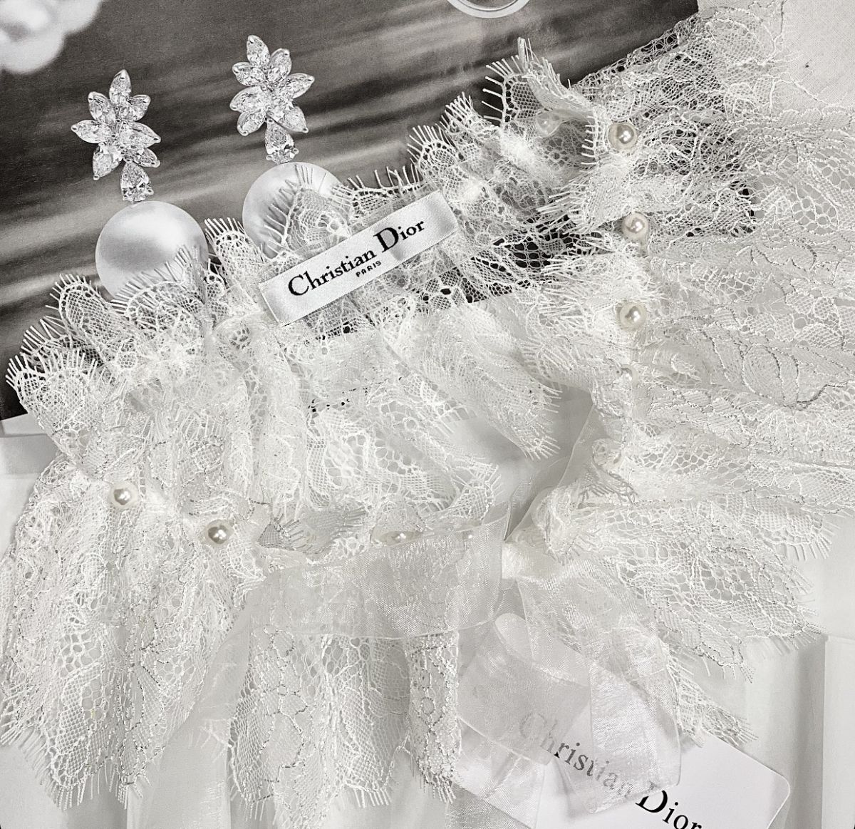 Воротник / кружево / отделка жемчуг / Christian Dior цена 15 385 руб 
