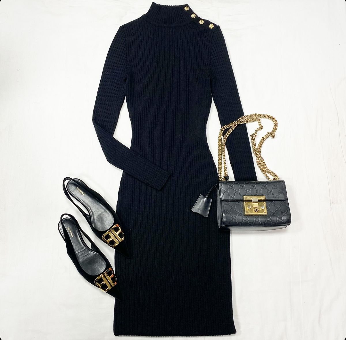 Платье Balmain размер 36 цена 23 078 руб Мюли Balenciaga размер 37 цена 38 463 руб Сумка Gucci