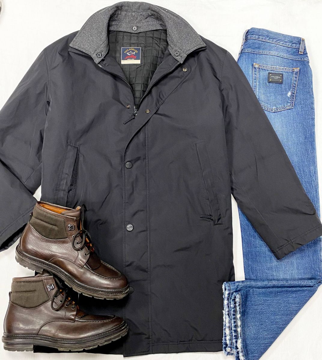 #mechtamen Куртка Paul&amp;Shark размер 56 цена 31 310 руб 
Джинсы Dolce Gabbana размер 48 цена 6 262 руб 
Ботинки Ermenegildo Zegna размер 45 цена 28 179 руб