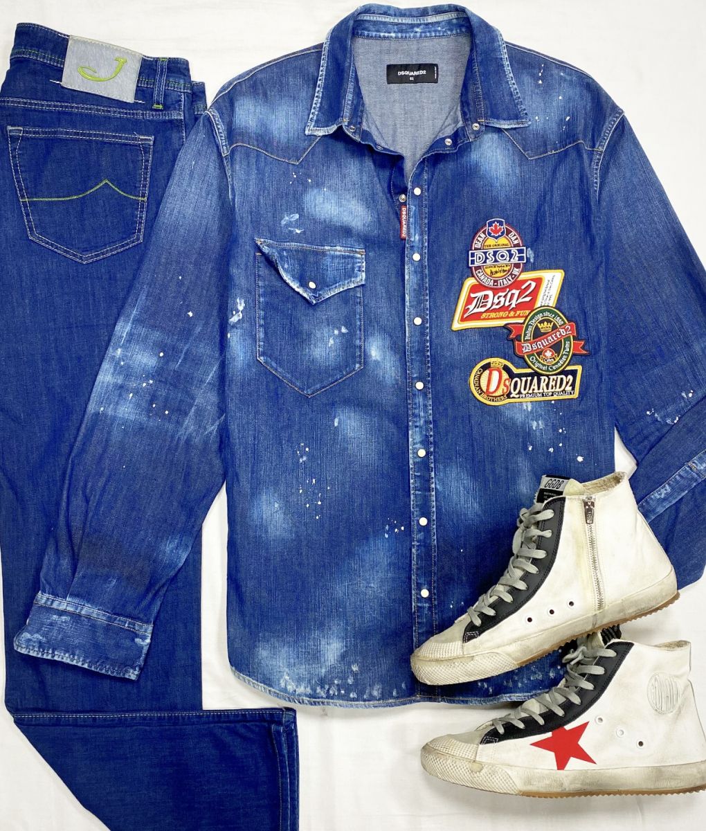 
#mechtamen Рубашка Dsquared размер 52 цена 7 828 руб 
Джинсы Jacob Cohen размер 35 цена 7 828 руб 
Кеды Golden Goose размер 44 цена 23 483 руб 