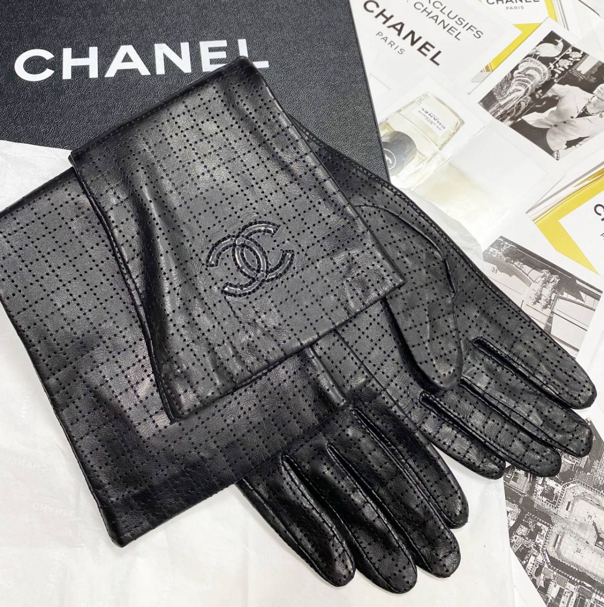 Перчатки / кожа / Chanel размер 7.5 цена 46 965 руб