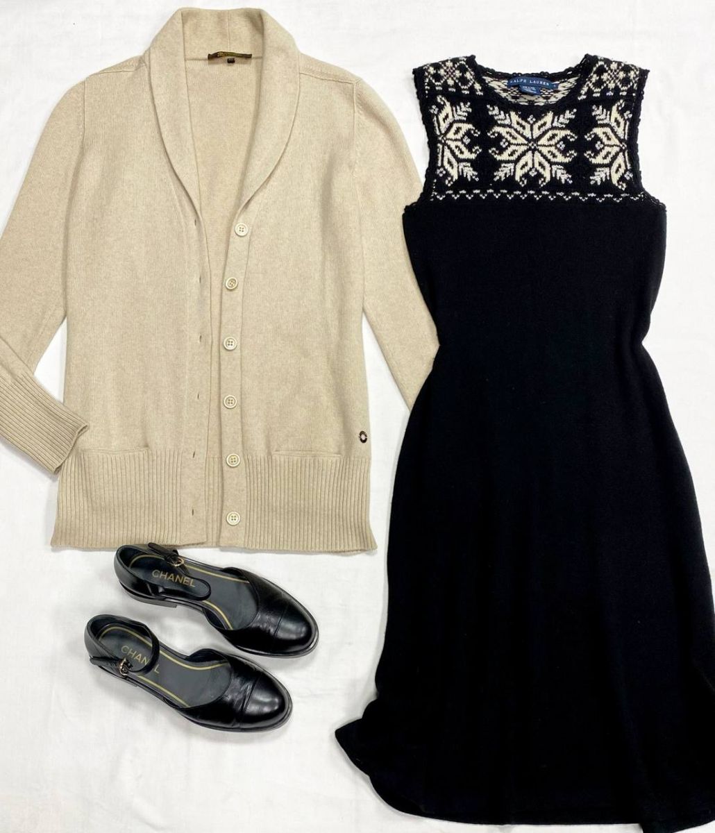 Кардиган/ кашемир/ размер 40 цена 23 483 руб
Платье Ralph Lauren размер S цена 15 655 руб
Туфли Chanel размер 39 цена 78 275 руб