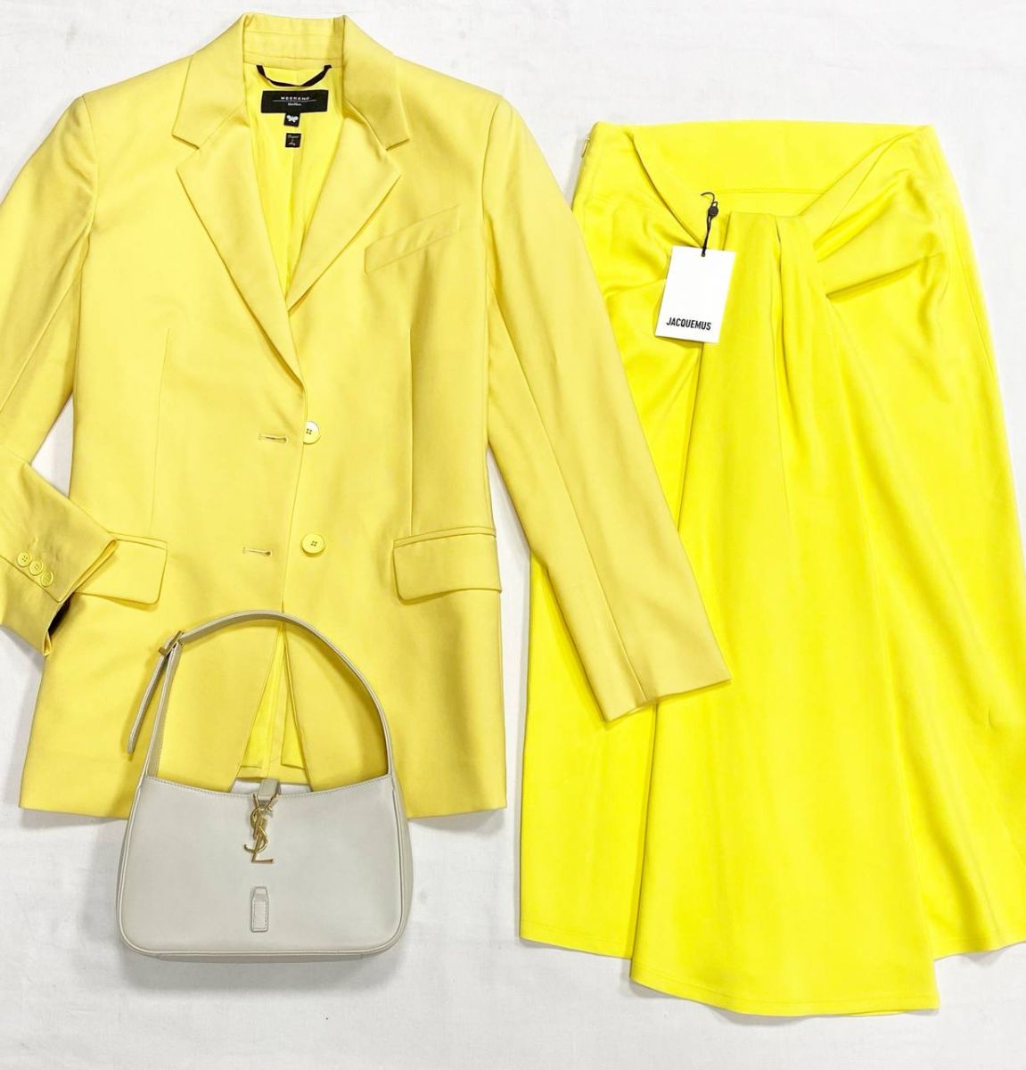 Юбка Jacquemus размер 40 цена 31 310 руб/ с биркой/
Жакет Weekend/ Max Mara размер 38 цена 12 524 руб
Сумка Gucci