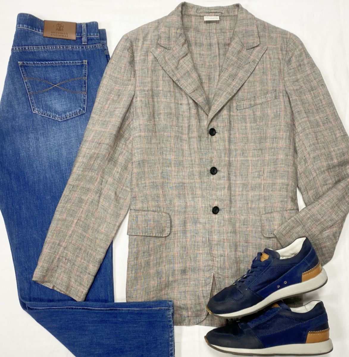 #mechtamen Пиджак / лен / Dries Van Noten размер 50 цена 7 828 руб 
Джинсы Brunello Cucinelli размер 54 цена 23 483 руб 
Кроссовки Santoni размер 40.5 цена 4 697 руб 