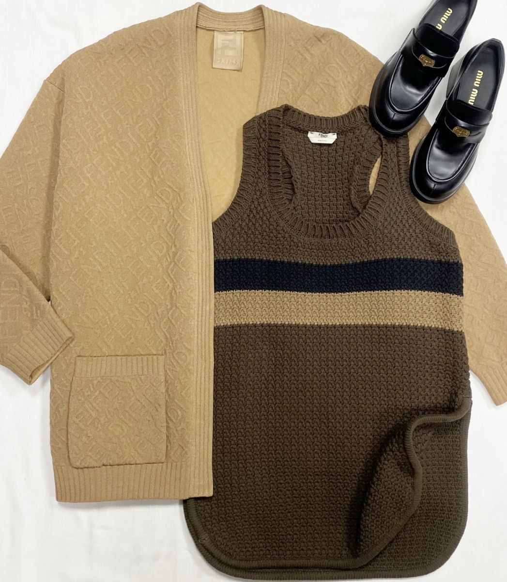 Двойка / кардиган + жилет / Fendi размер 40 цена 62 620 руб