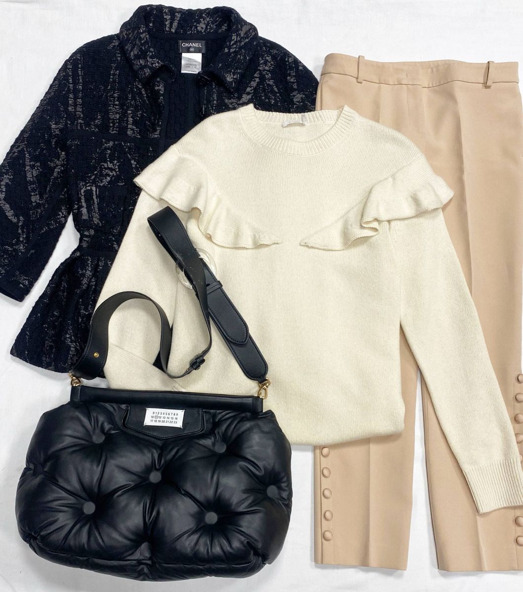 Жакет Chanel размер 38 цена 46 965 руб
Кофта Chloe размер размер S цена 15 655 руб
Ботинки Bottega Veneta размер 38 цена 12 524 руб
Сумка Maison Martin Margiela 