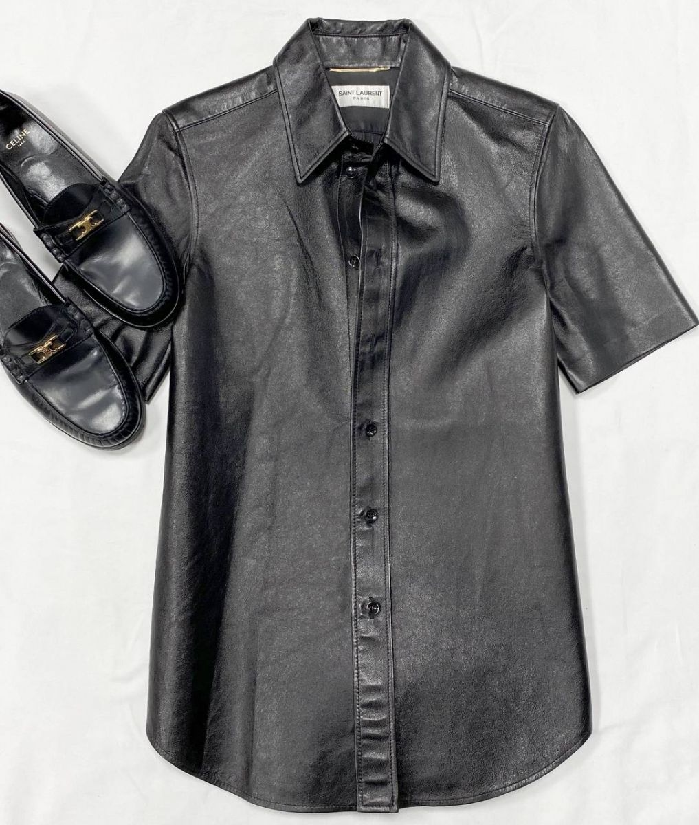 Рубашка / кожа / Saint Laurent размер 36 цена 62 620 руб