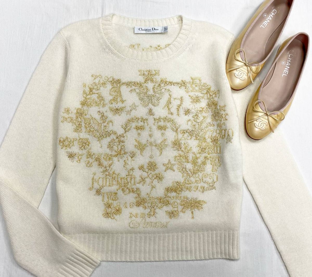 Кофта / кашемир / вышивка люрекс / Christian Dior размер 42 цена 46 965 руб