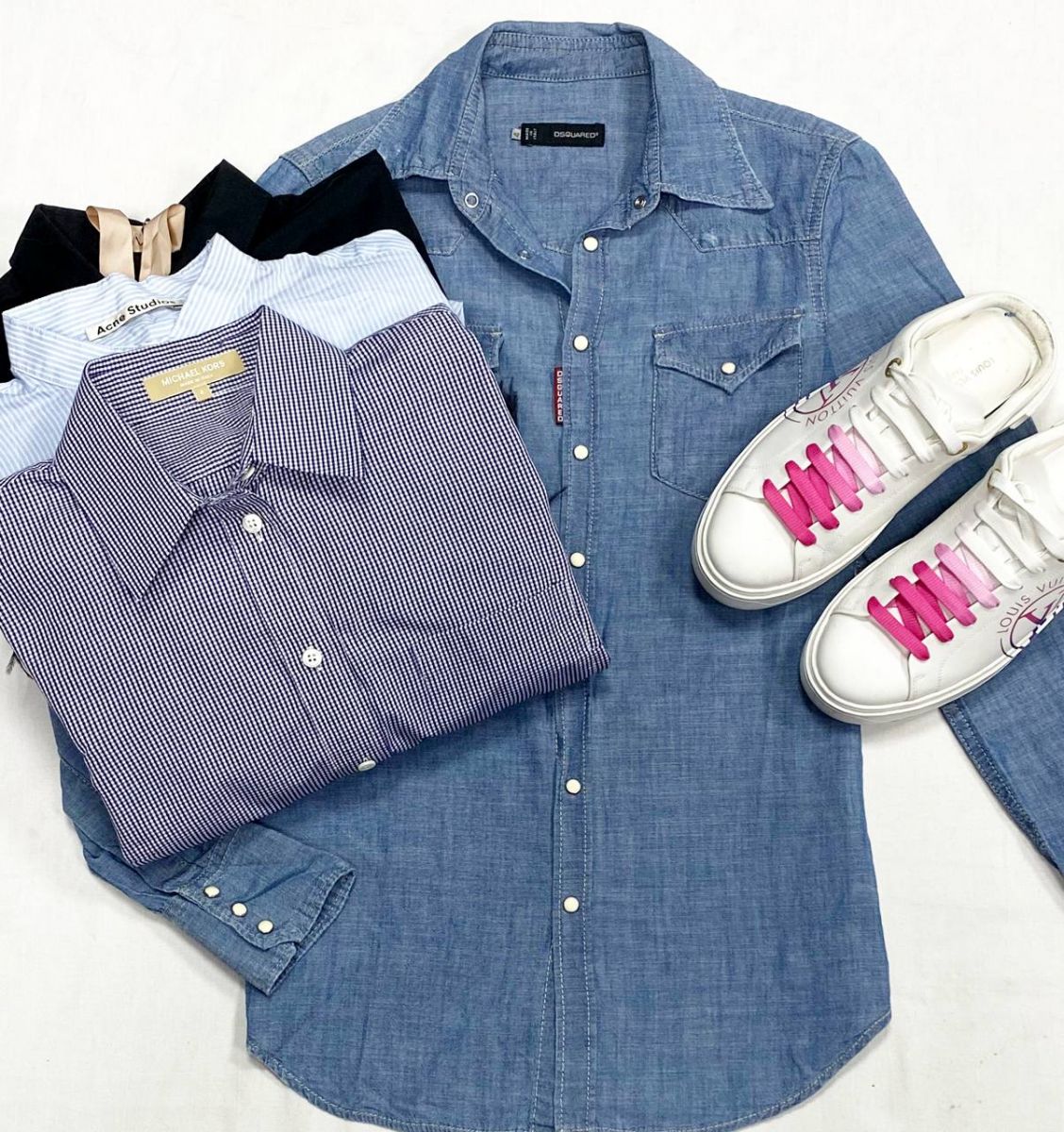 Рубашки Dsquared / N21/ Acne Studios/ Michael Kors размер 4/36/42 цена от 4 697 руб до 12 524 рубКеды Louis Vuitton размер 39 цена 62 620 руб