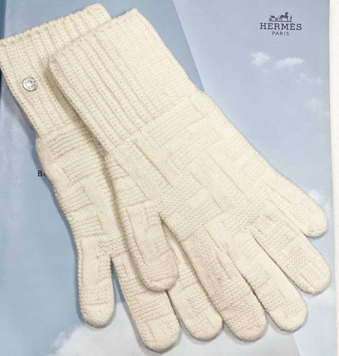 Перчатки / шерсть / Hermès размер S цена 23 483 руб 