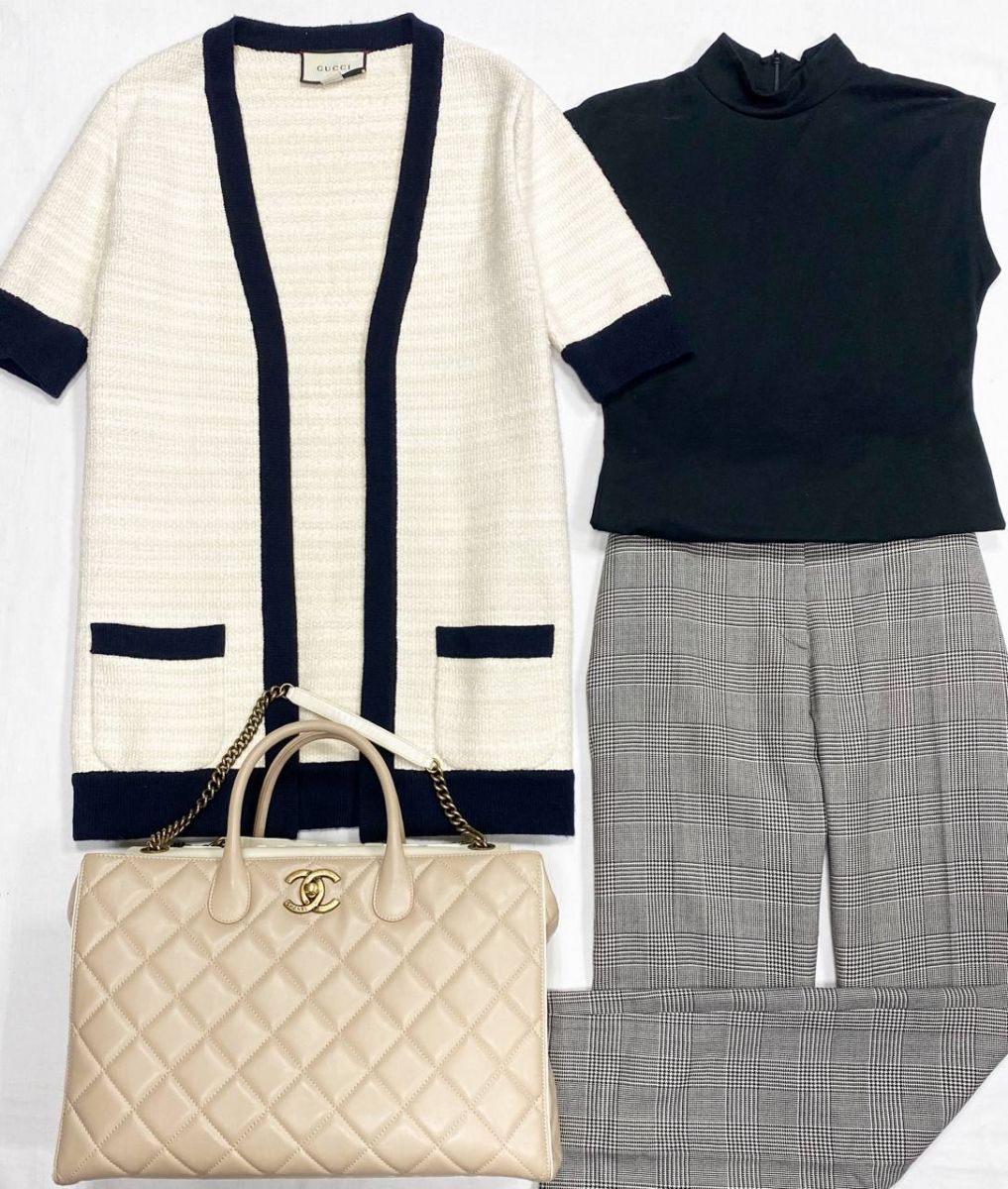 Кардиган Gucci размер M цена 27 693 руб
Брюки Ralph Lauren размер 16 цена 7 828 руб
Топ Frame размер S цена 4 697 руб
Сумка Chanel