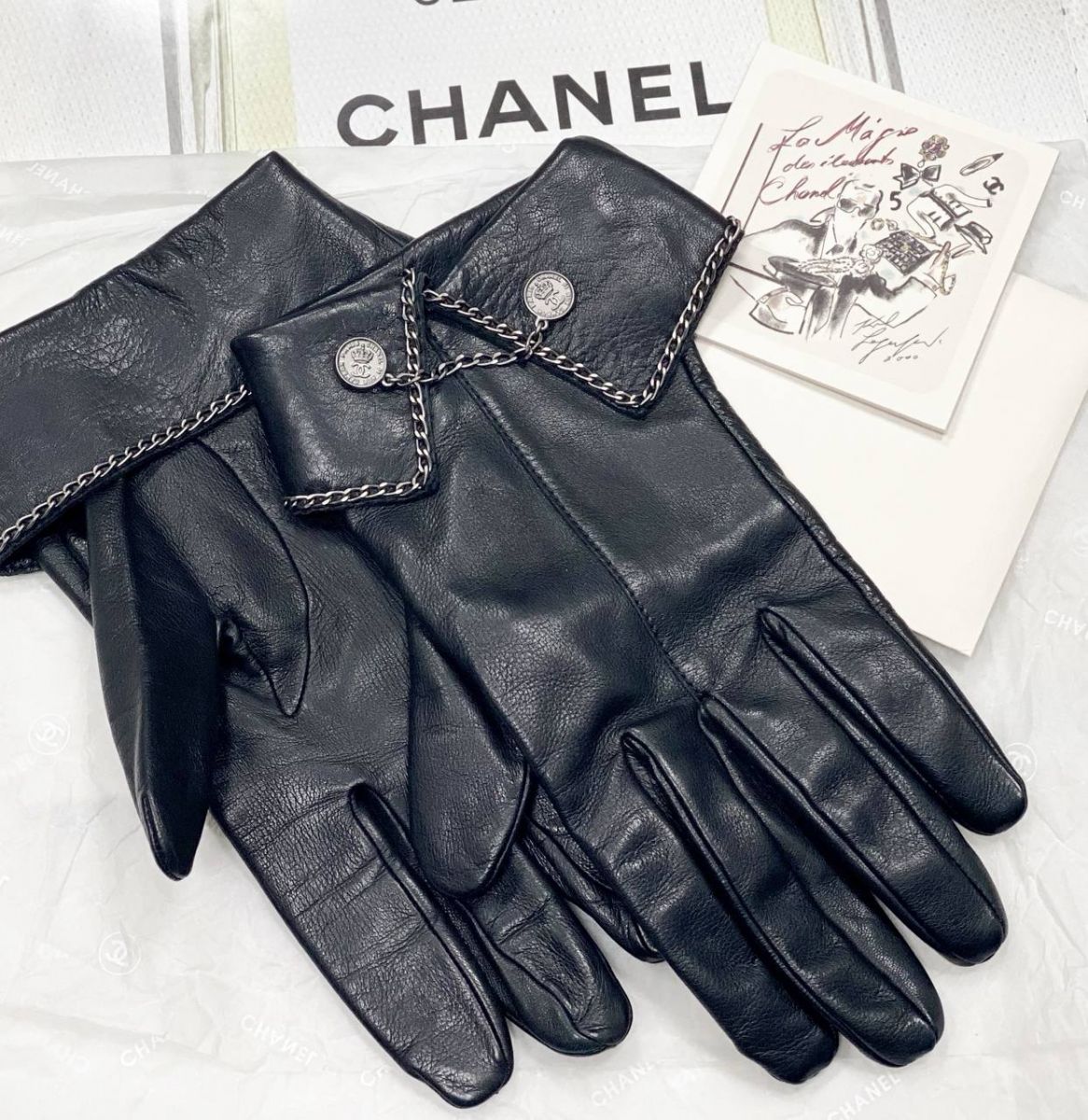 Перчатки / кожа / Chanel размер 7.5 цена 39 138 руб 