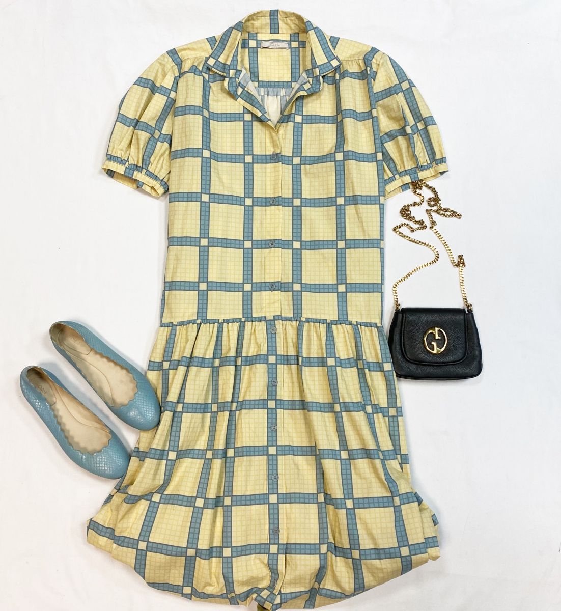 Платье Tak Ori размер M цена 12 308 руб
Балетки Chloe размер 40 цена 9 231 руб
Сумка Gucci 