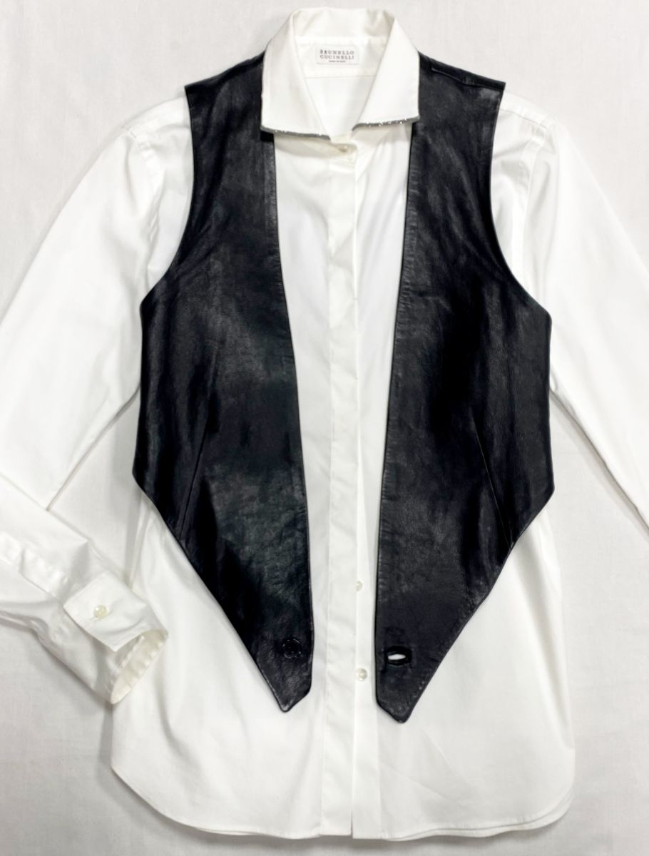 Жилет /кожа/ Saint Laurent размер 44 цена 34 441 руб