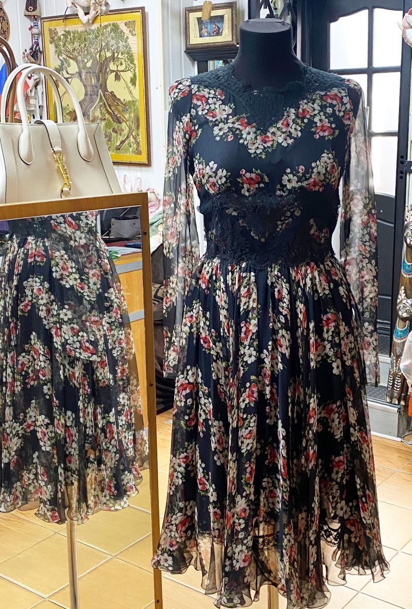 Платье / шифон / кружево / Dolce Gabbana размер 40 цена 31 310 руб