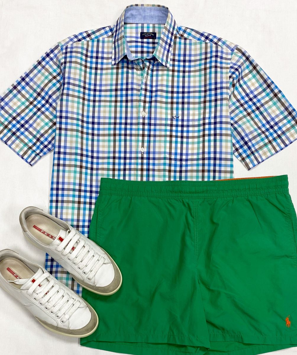 #mechtamen  Рубашка Paul Shark размер 42 цена 2 348 руб
Шорты Ralph Lauren размер M цена 2 348 руб
Кеды Prada размер 42 цена 7 828 руб
