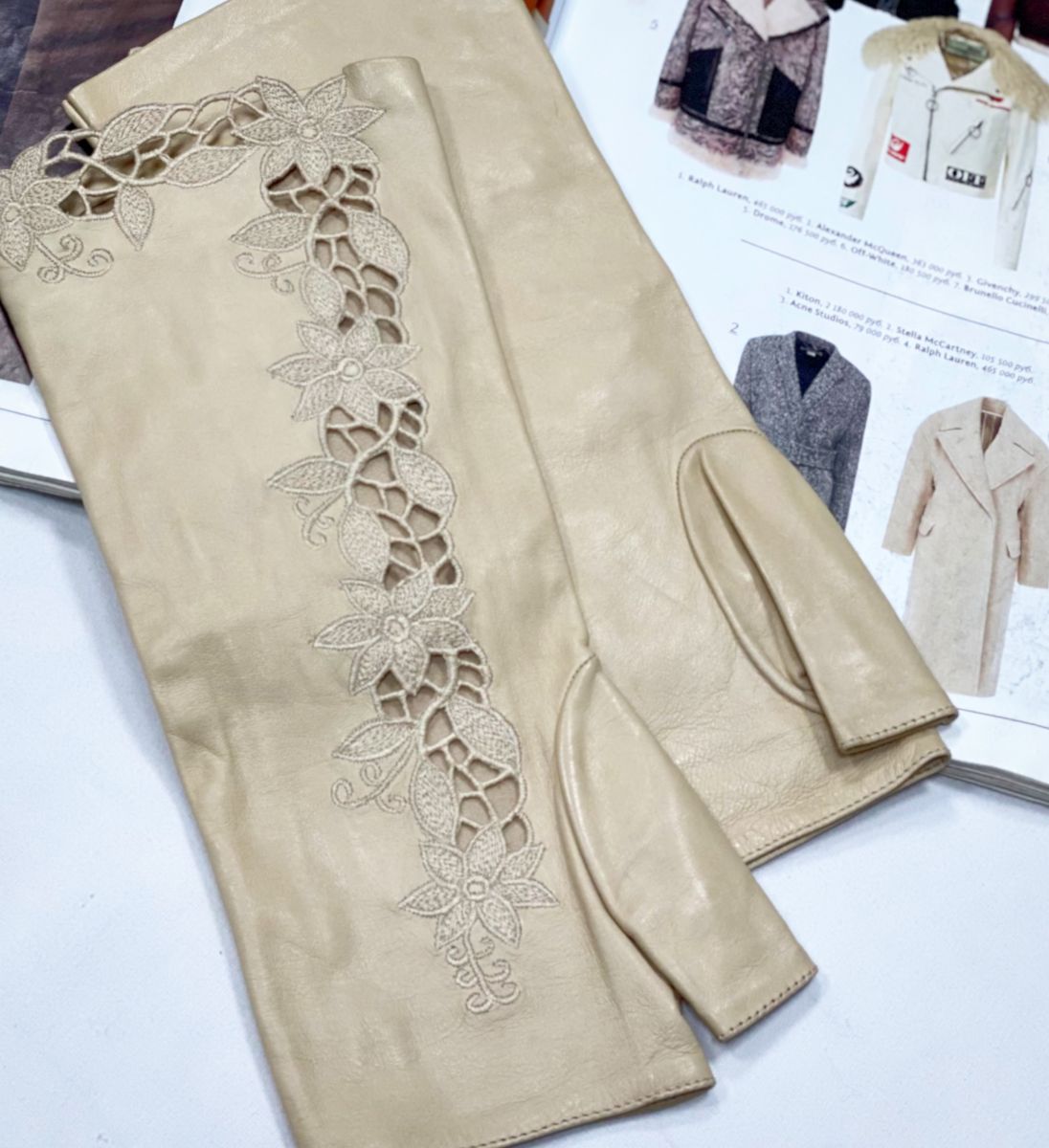 Митенки / кожа / вышивка / Sermoneta Gloves размер 7.5 цена 7 828 руб 