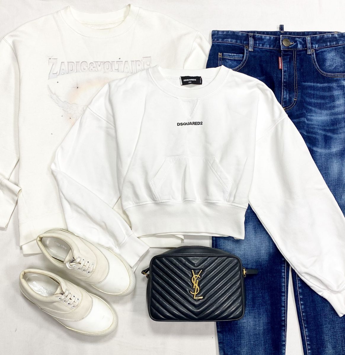 Толстовка Zadig Voltaire размер S цена 7 828 руб
Толстовка Dsquared размер XXS цена 7 828 руб
Джинсы Dsquared размер 44 цена 23 483 руб
Кеды Miu Miu размер 38 цена 23 483 руб
Сумка Saint Laurent 