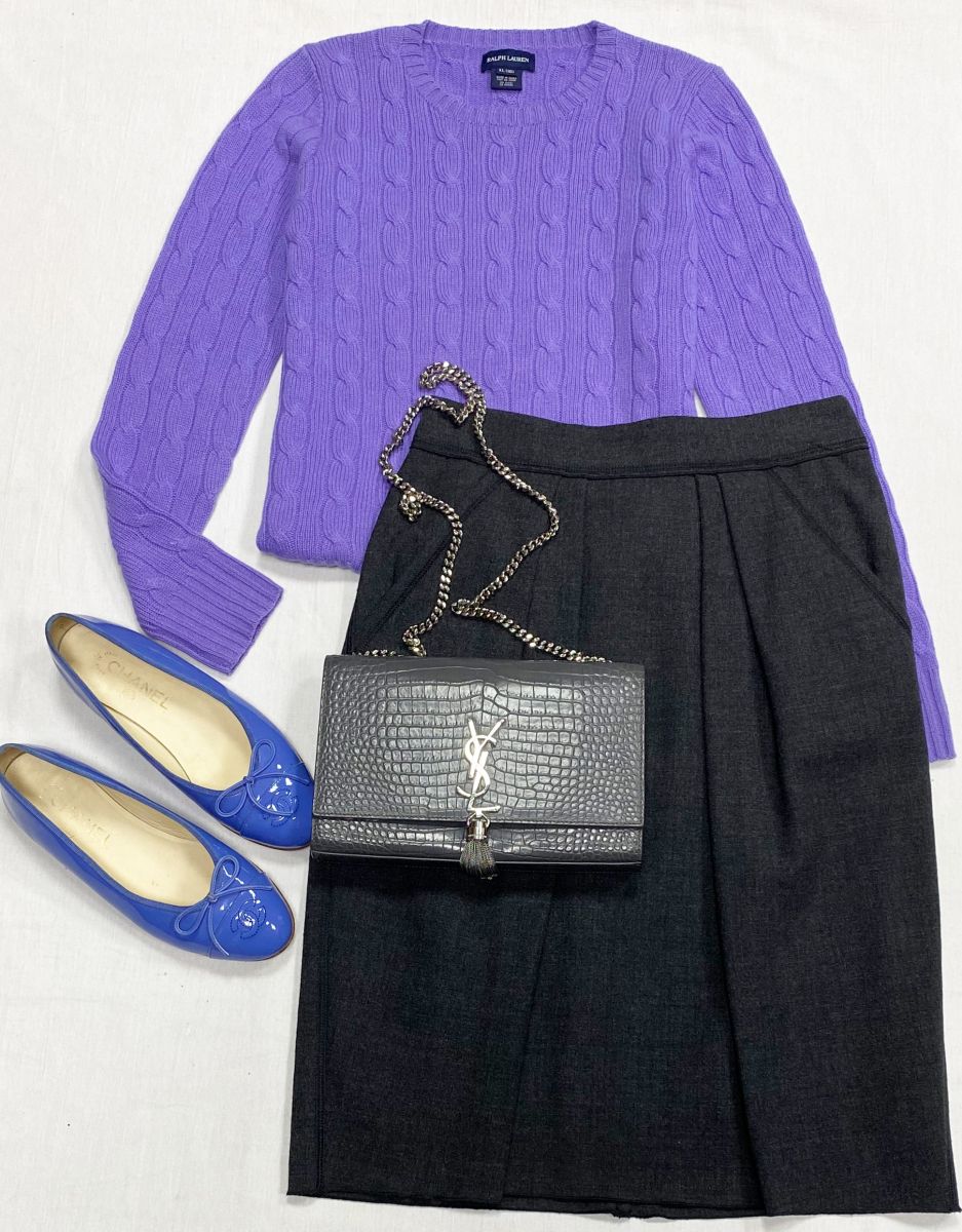 Кофта Ralph Lauren размер XL цена 7 828 руб
Юбка Dolce Gabbana размер 42 цена 7 828 руб
Балетки Chanel размер 37.5 цена 31 310 руб
Сумка Saint Laurent 