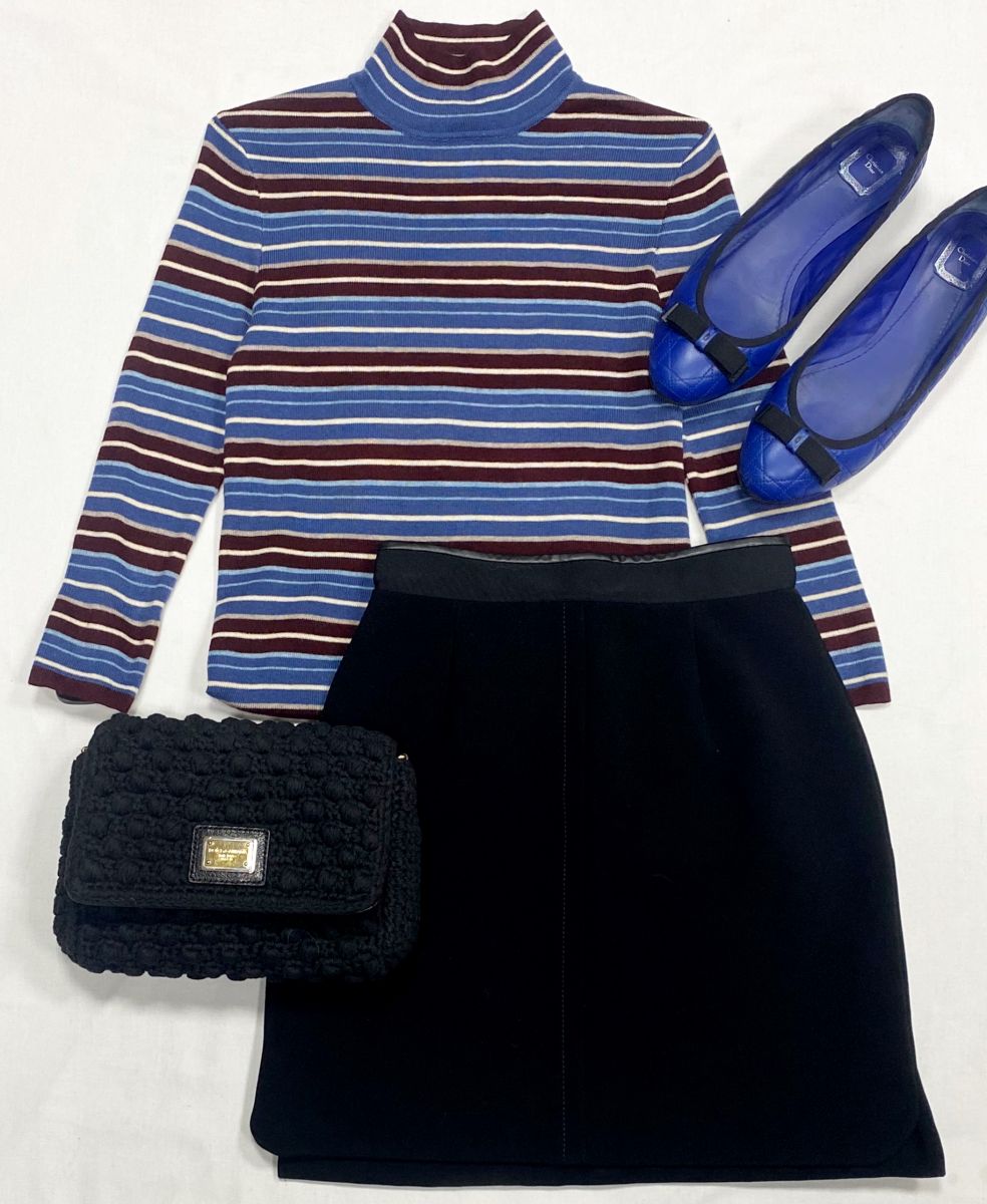 Юбка Balenciaga размер 34 цена 7 828 руб
Водолазка Zara размер M цена 3 131 руб
Балетки Christian Dior размер 41.5 цена 15 655 руб
Сумка Dolce Gabbana 