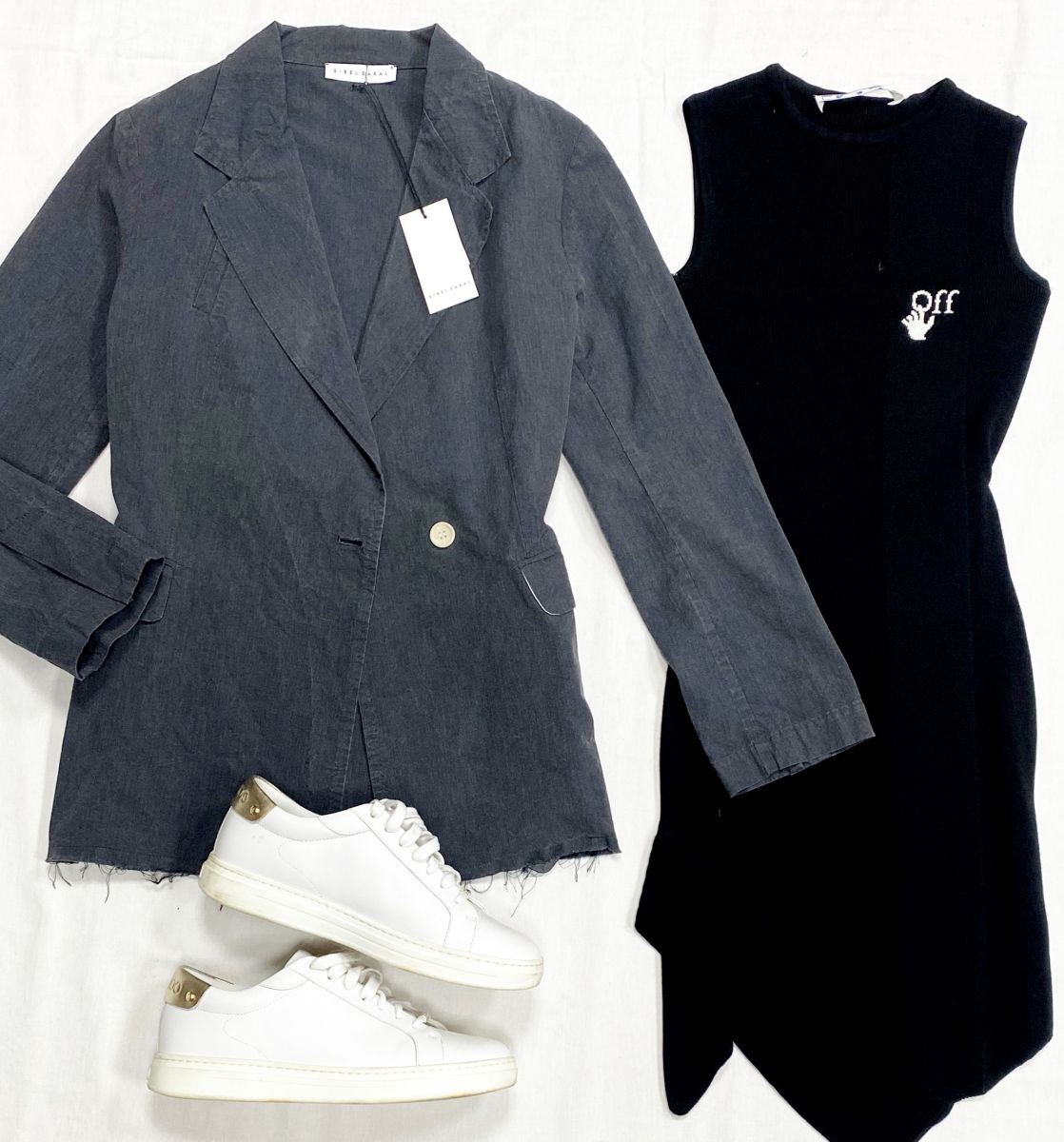 Платье Off White размер 38 цена 10 959 руб
Жакет Sibel Saral размер XS цена 14 090 руб/ с биркой
Кеды Jimmy Choo размер 39 цена 15 655 руб