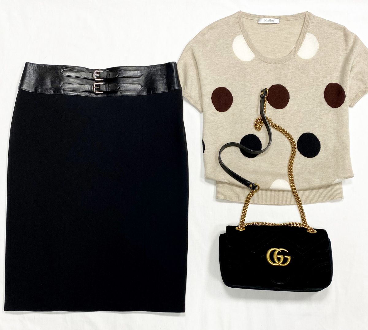 Кофта Max Mara размер S цена 7 693 руб
Юбка Ralph Lauren размер 10 цена 6 154 руб
Сумка Gucci 