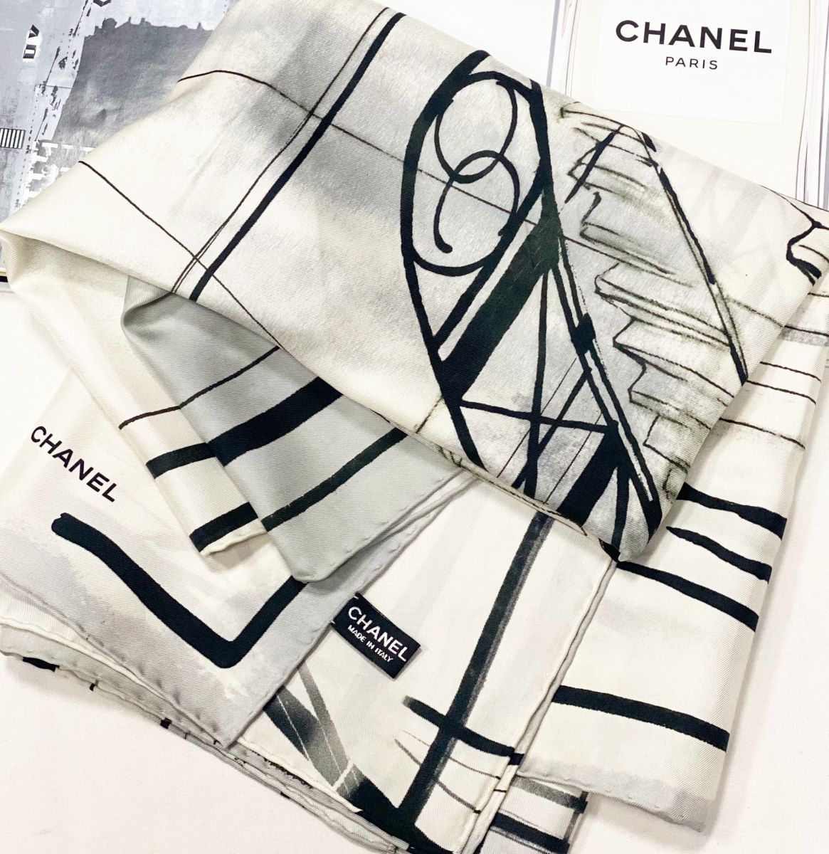 Платок / шелк / Chanel размер 90/90 цена 26 614 руб 