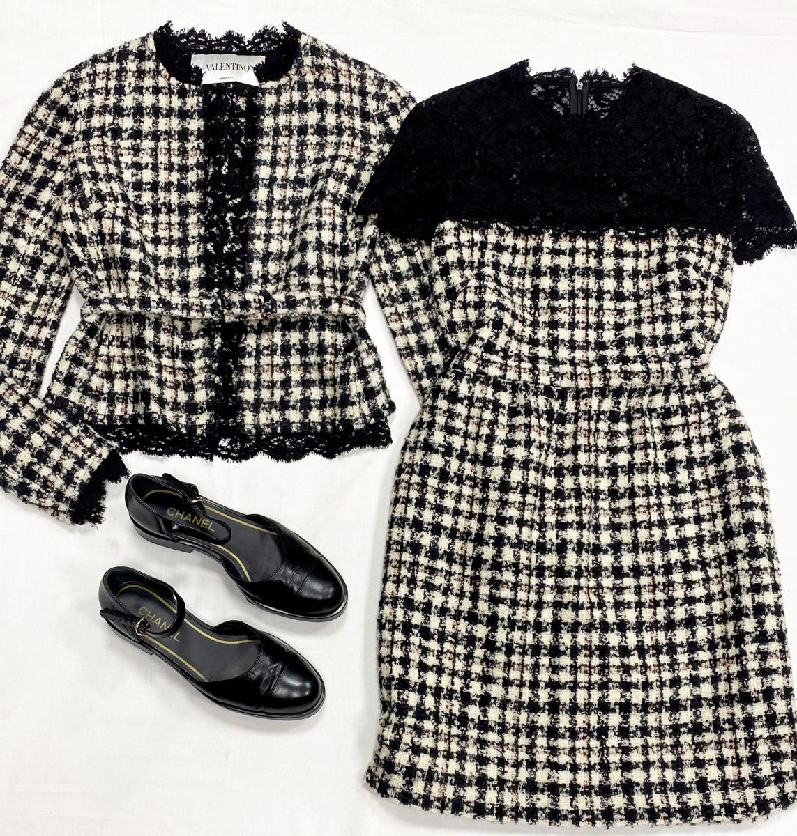 Жакет + Платье/ твид/ ажур / Valentino размер 38 цена 46 965 руб
Туфли Chanel размер 39 цена 78 275 руб