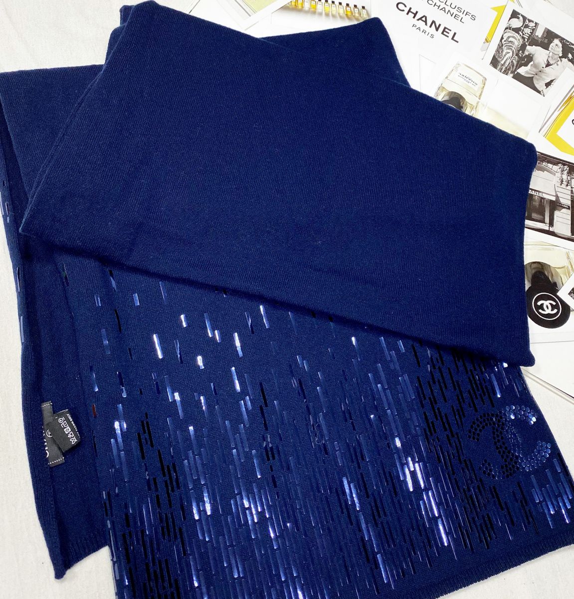 Шарф / кашемир / шерсть / декоративная отделка / Chanel цена 46 965 руб