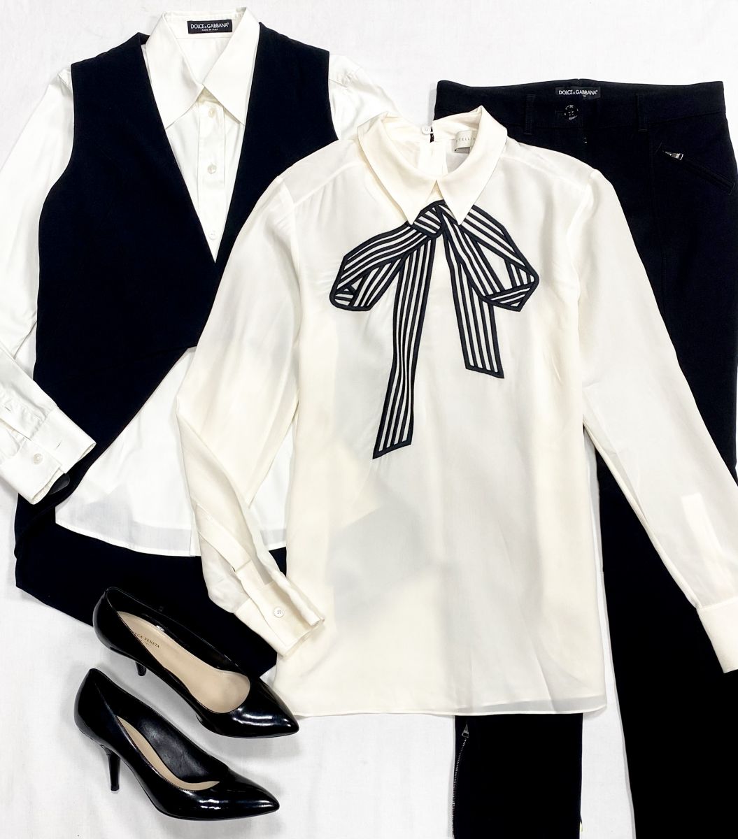 Жилет Givenchy размер 36 цена 7 828 руб
Рубашка Dolce Gabbana размер 38 цена 7 828 руб
Брюки Dolce Gabbana размер 38 цена 7 828 руб
Блузка Stella McCartney размер 40 цена 7 828 руб
Туфли Bottega Veneta размер 39 цена 12 524 руб